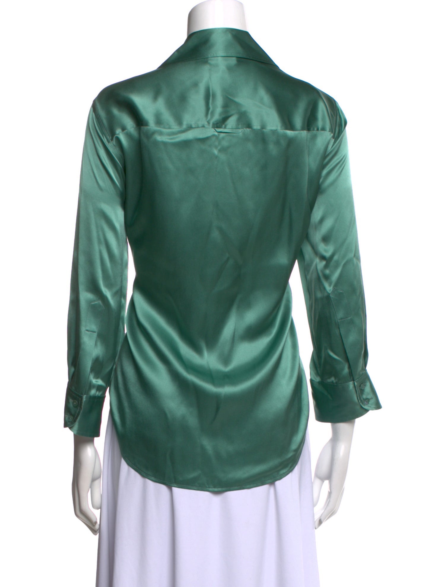 L'Agence Silk V-Neck Button-Up Top